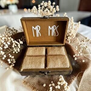 Wooden Wedding Ring Box | “And the Two Became One | Rustic Mr & Mrs Keepsake